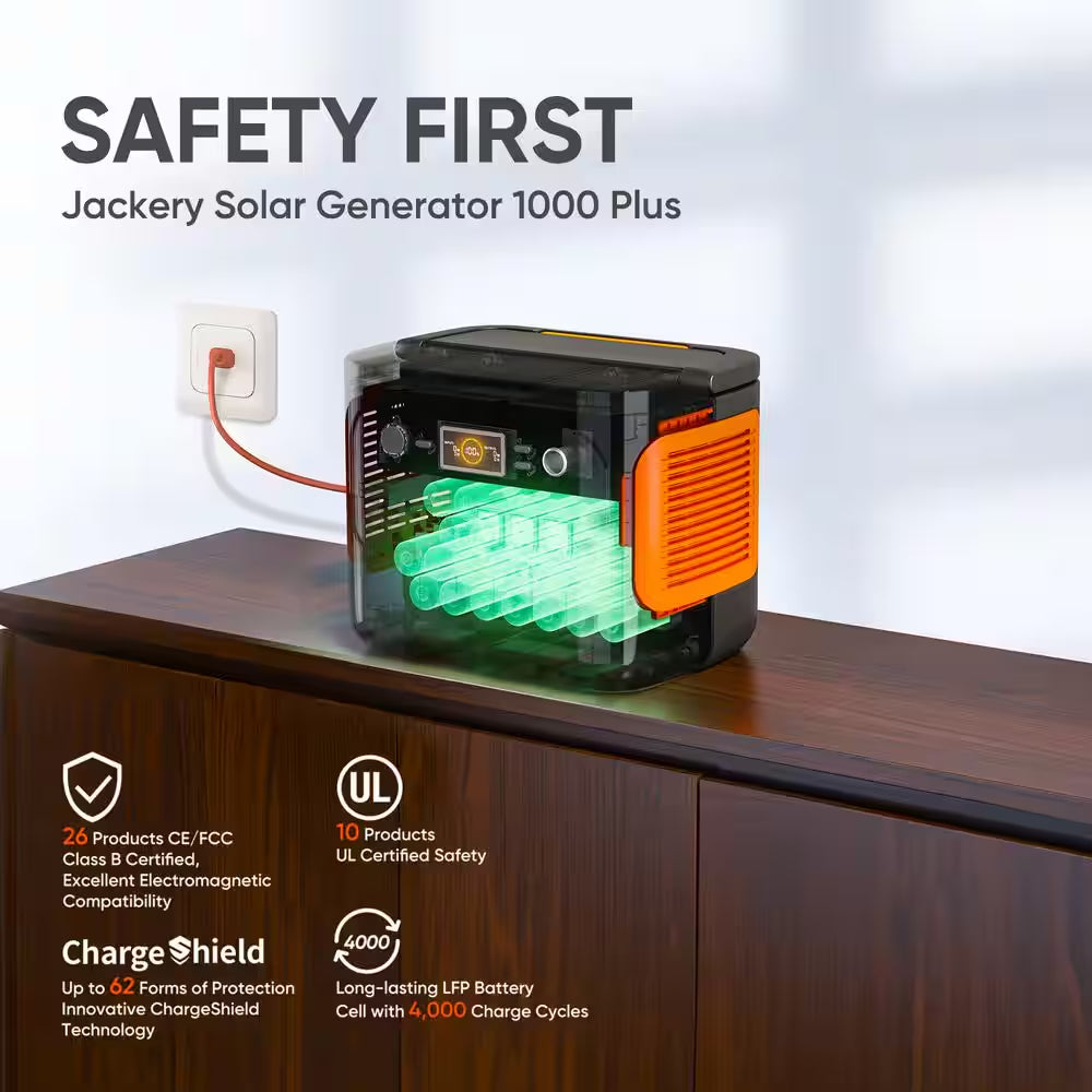 Expandable 2000W Solar Generator – 4000W Peak, LiFePO4 Battery, Dual 100W Panels, Push-Start