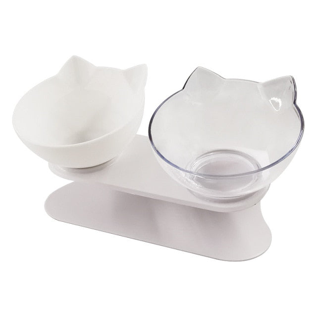 Pet Double Cat Bowl With Raised Stand.