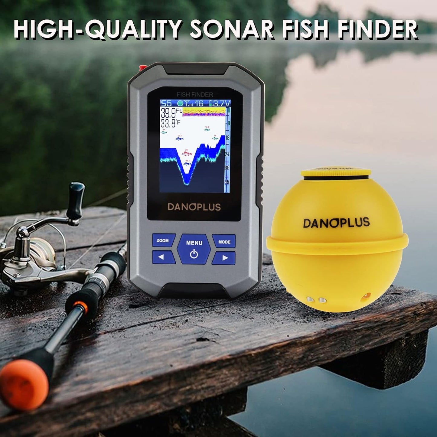 Wireless HD Fish Finder – Castable Sonar, 147ft Depth, Rechargeable & Portable