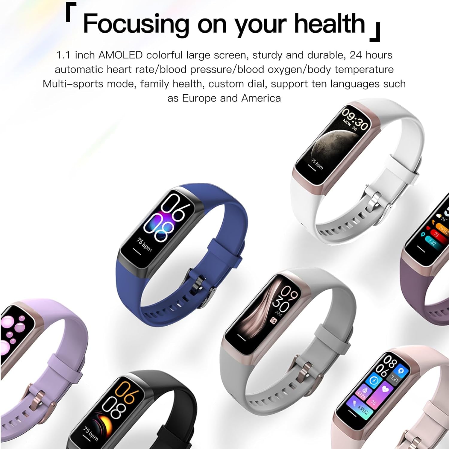Stay Fit and Stylish with the C60 Slim Fitness Tracker - Heart Rate, Blood Pressure Monitor & 25 Sports Modes!