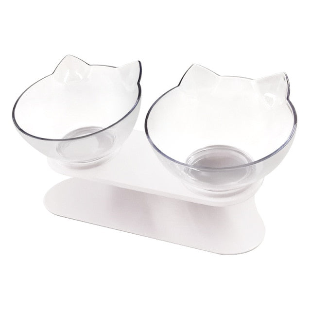 Pet Double Cat Bowl With Raised Stand.
