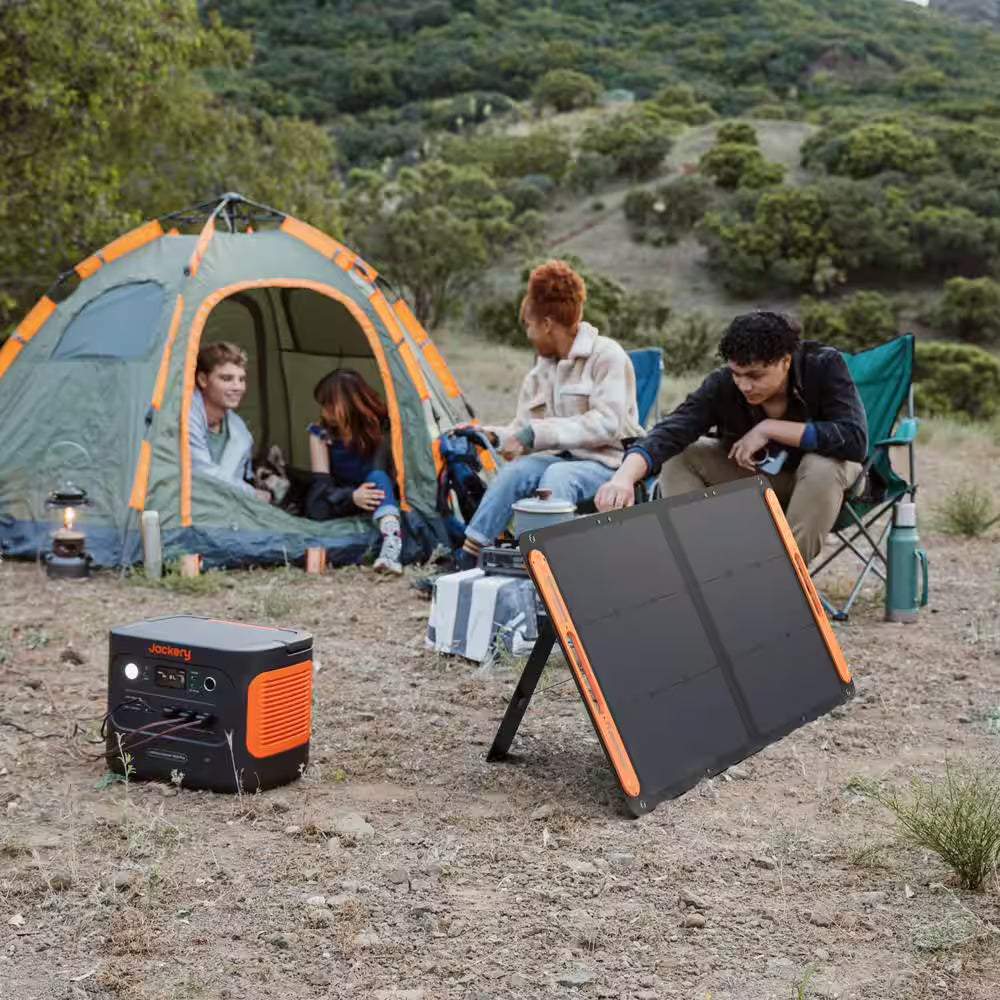 Expandable 2000W Solar Generator – 4000W Peak, LiFePO4 Battery, Dual 100W Panels, Push-Start
