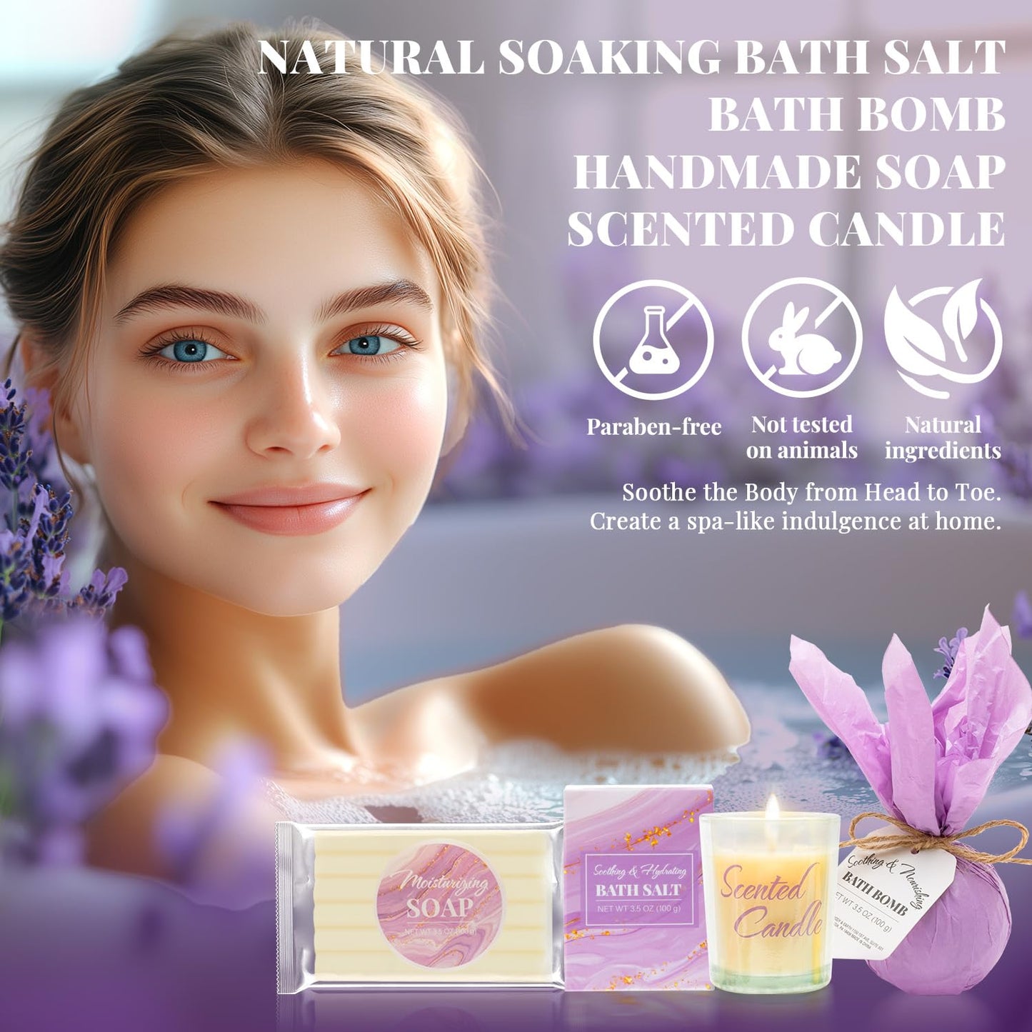Indulge in Serenity: 8-Piece Lavender Bath and Body Gift Set with Insulated Tumbler - Perfect Relaxation Gifts for Women and Thoughtful Get Well Soon Surprises