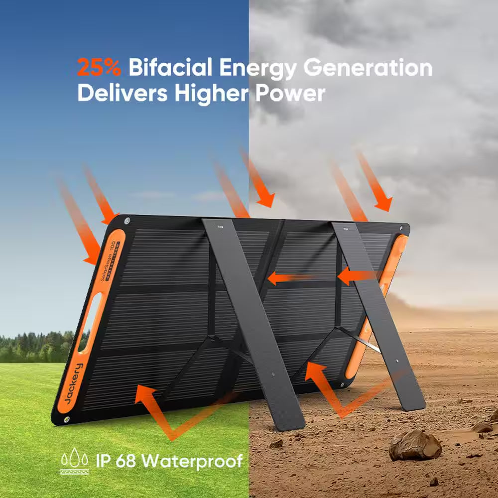 Expandable 2000W Solar Generator – 4000W Peak, LiFePO4 Battery, Dual 100W Panels, Push-Start
