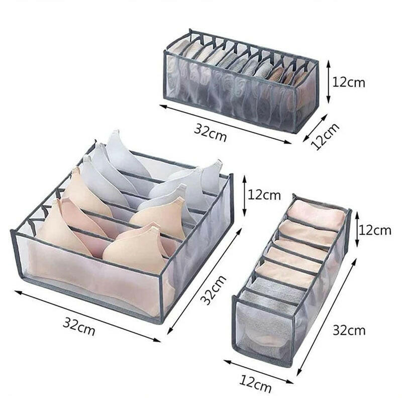 2/3PCs Underwear Drawer Organizer Storage Box Foldable Closet Organizers Drawer Divider Storage Boxes for Underpants Socks Bra.