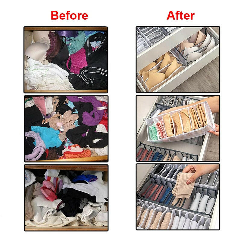 2/3PCs Underwear Drawer Organizer Storage Box Foldable Closet Organizers Drawer Divider Storage Boxes for Underpants Socks Bra.