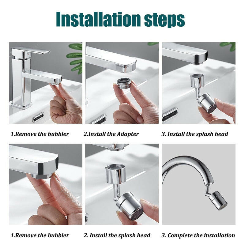 720°Universal Kitchen Faucet Anti-splash Aerator Bathroom Tap Rotatable Faucet Sprayer Saving Water Tap Nozzle Extender Adapter.