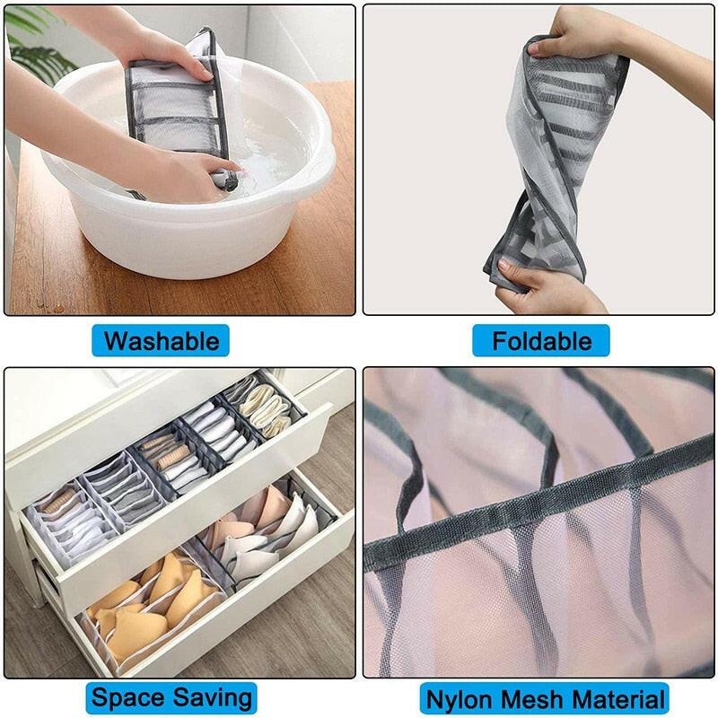 2/3PCs Underwear Drawer Organizer Storage Box Foldable Closet Organizers Drawer Divider Storage Boxes for Underpants Socks Bra.