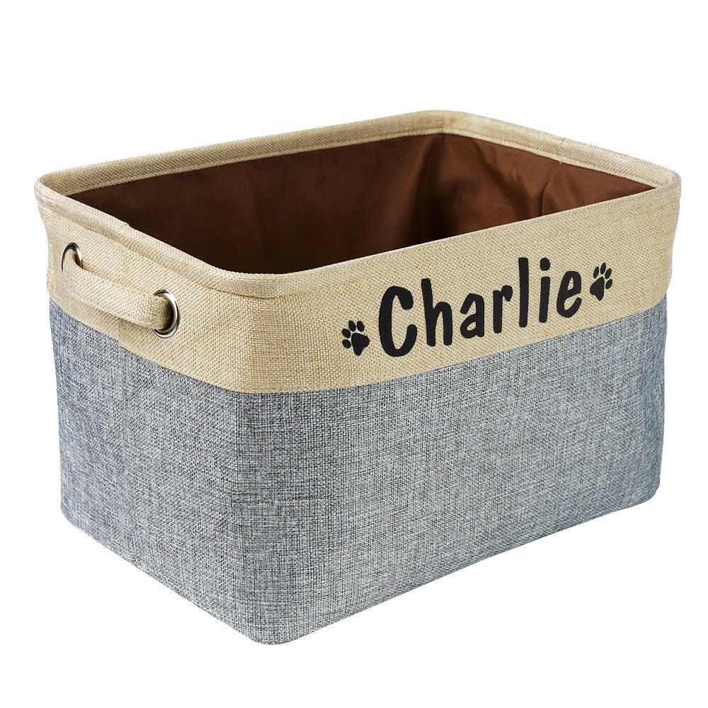 Custom Dog Toys Storage Bins Canvas Collapsible Dog Accessories Storage Basket Bin Pet Organizer Box Perfect For Organizing Toys.