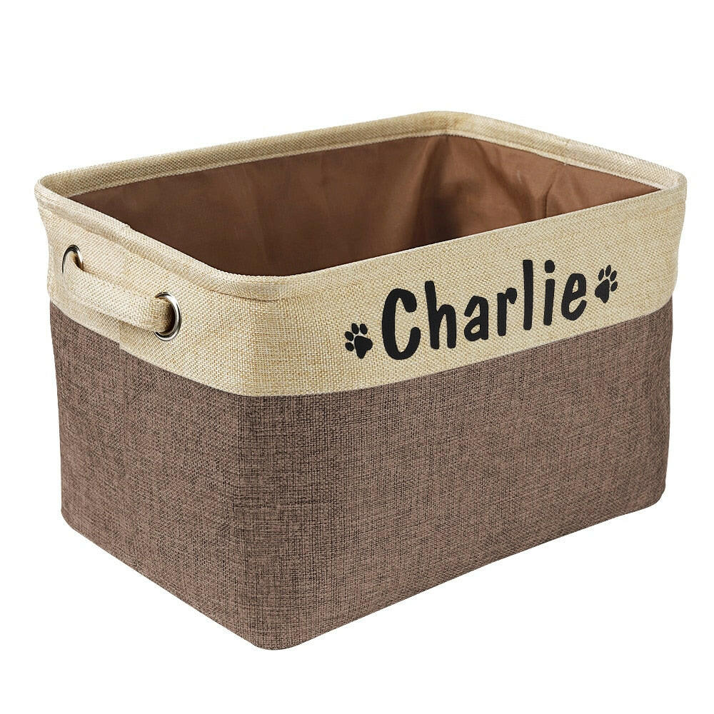 Custom Dog Toys Storage Bins Canvas Collapsible Dog Accessories Storage Basket Bin Pet Organizer Box Perfect For Organizing Toys.