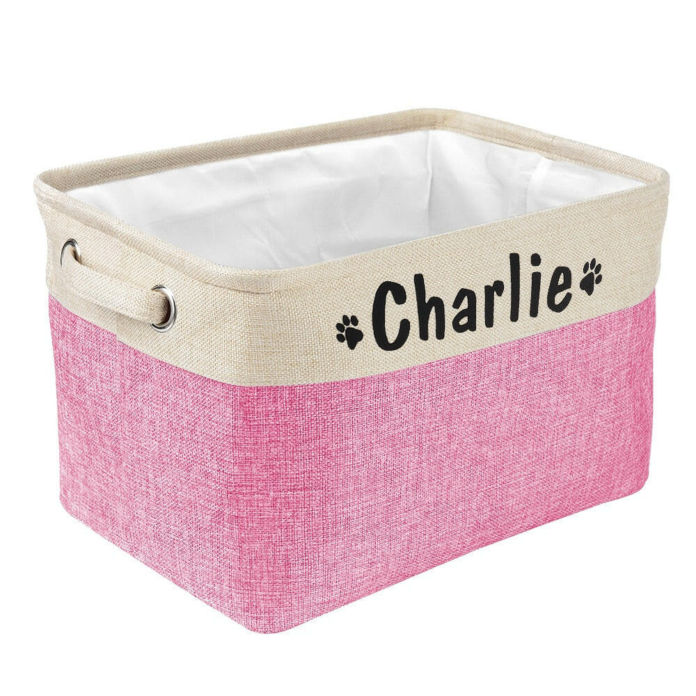 Custom Dog Toys Storage Bins Canvas Collapsible Dog Accessories Storage Basket Bin Pet Organizer Box Perfect For Organizing Toys.