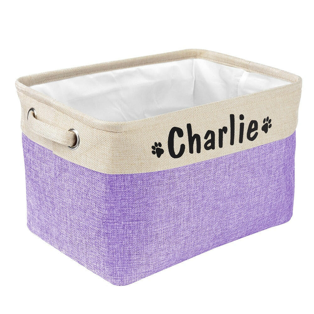 Custom Dog Toys Storage Bins Canvas Collapsible Dog Accessories Storage Basket Bin Pet Organizer Box Perfect For Organizing Toys.