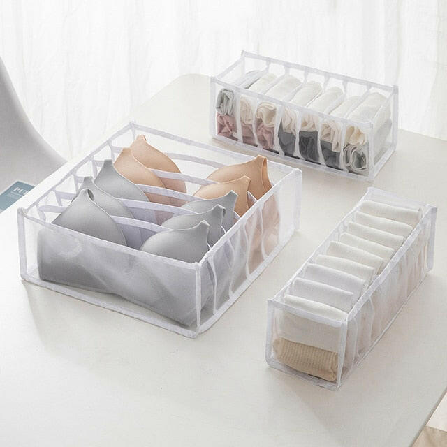 2/3PCs Underwear Drawer Organizer Storage Box Foldable Closet Organizers Drawer Divider Storage Boxes for Underpants Socks Bra.