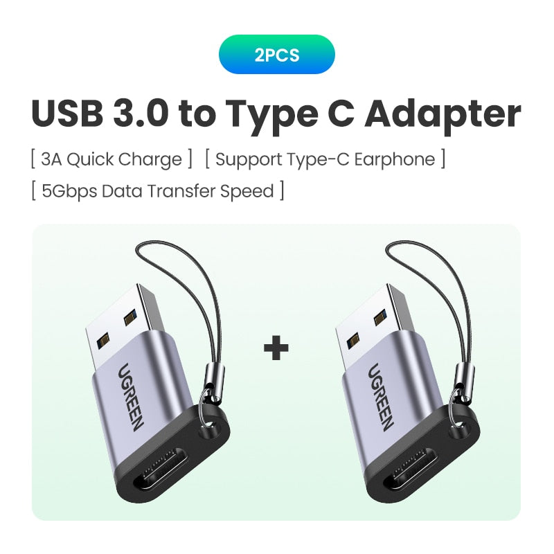 UGREEN USB C Adapter USB 3.0 2.0 Male to USB 3.1 Type C Female Type-C Adapter for Laptop Samsung Xiaomi 10 Earphone USB Adapter.