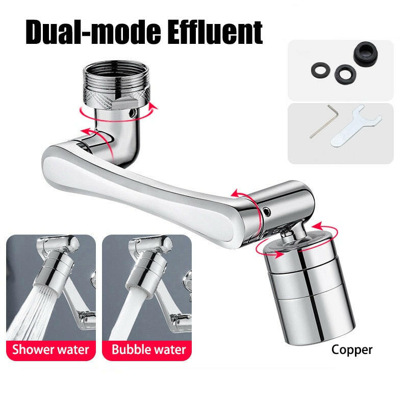 Stainless steel Universal 1080 °Swivel Robotic Arm Swivel Extension Faucet Aerator Kitchen Sink Faucet Extender 2Water Flow Mode.
