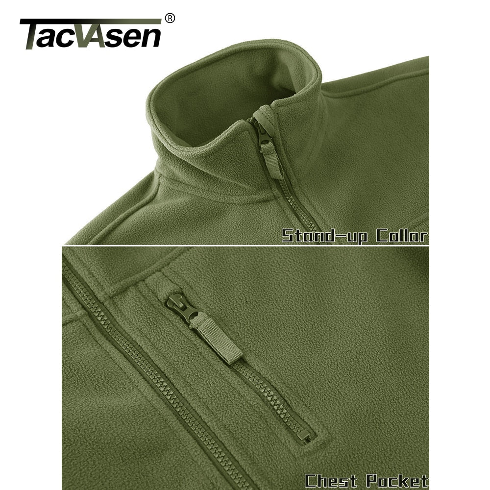 Green-fleece-thermal-warm-casual Tacvasen men's tactical jacket.
