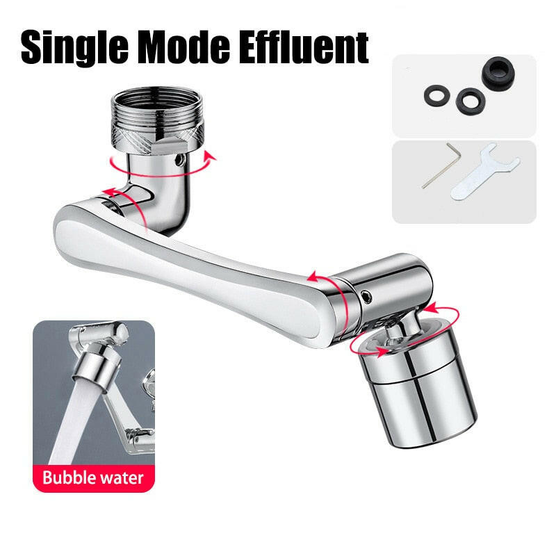 Stainless steel Universal 1080 °Swivel Robotic Arm Swivel Extension Faucet Aerator Kitchen Sink Faucet Extender 2Water Flow Mode.