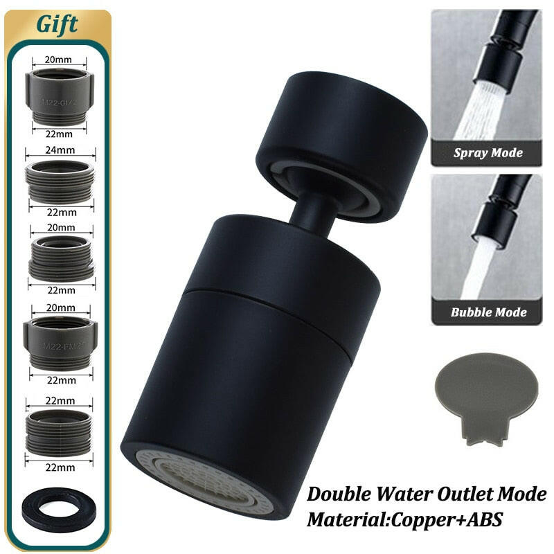 720°Universal Kitchen Faucet Anti-splash Aerator Bathroom Tap Rotatable Faucet Sprayer Saving Water Tap Nozzle Extender Adapter.