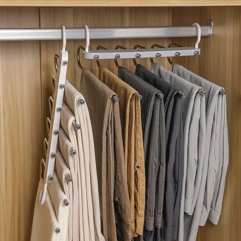 Multi-functional 6 in 1 Pants Hanger For Clothes Rack adjustablanizer Trouser Storage.
