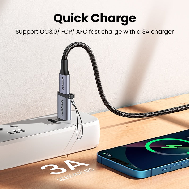 UGREEN USB C Adapter USB 3.0 2.0 Male to USB 3.1 Type C Female Type-C Adapter for Laptop Samsung Xiaomi 10 Earphone USB Adapter.