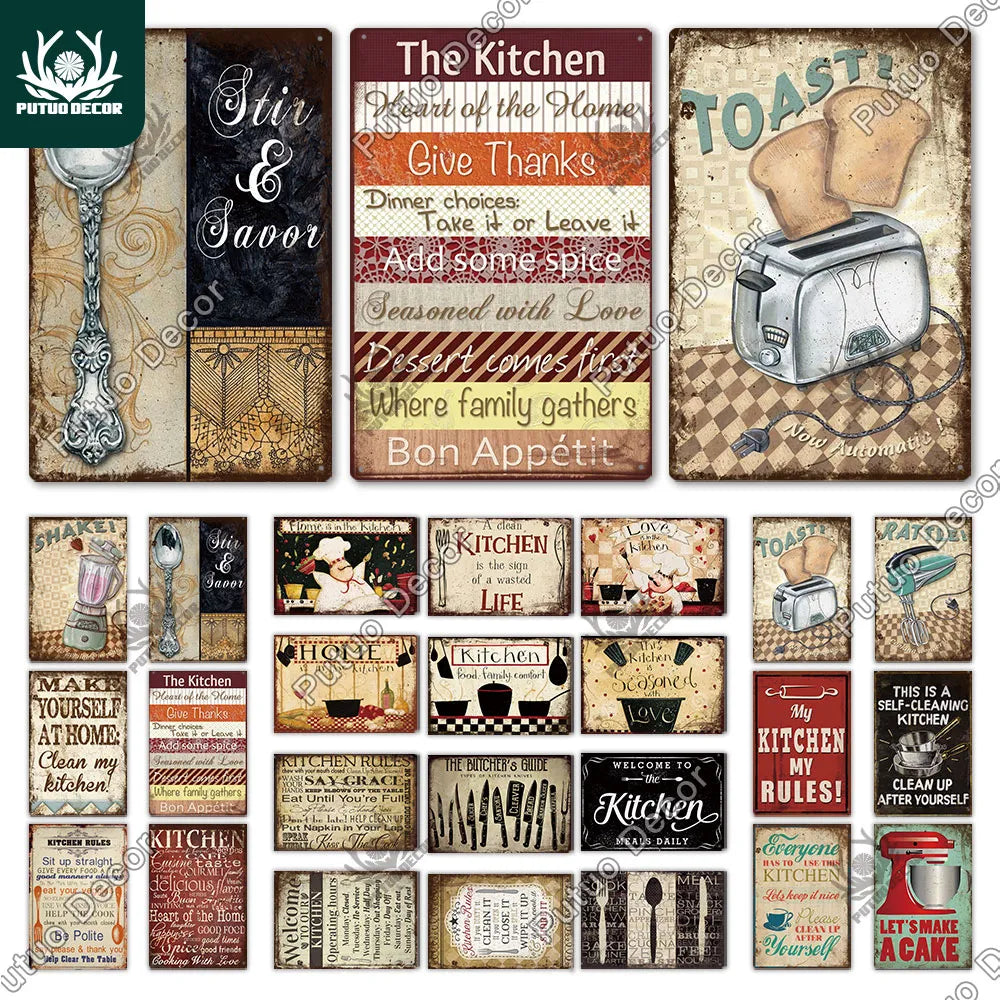 Decorative Wall Art Stickers Cafe Kitchen Dinner Poster Plate.