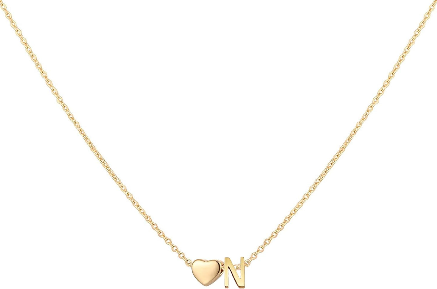 Initial Heart Necklace 18K Gold Plated Stainless Steel Tiny Heart Letter Necklace Personalized Monogram Name Necklace for Women