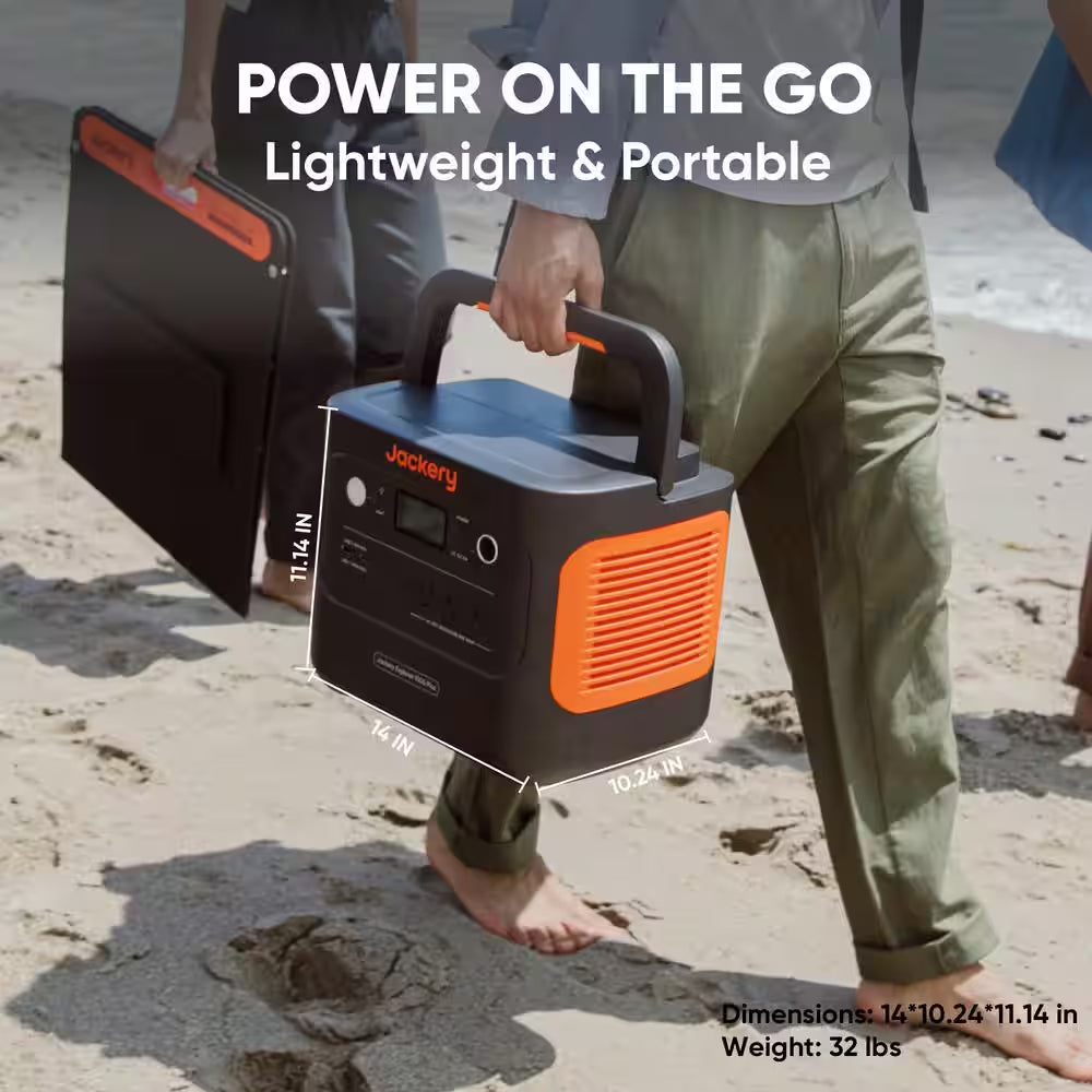 Expandable 2000W Solar Generator – 4000W Peak, LiFePO4 Battery, Dual 100W Panels, Push-Start