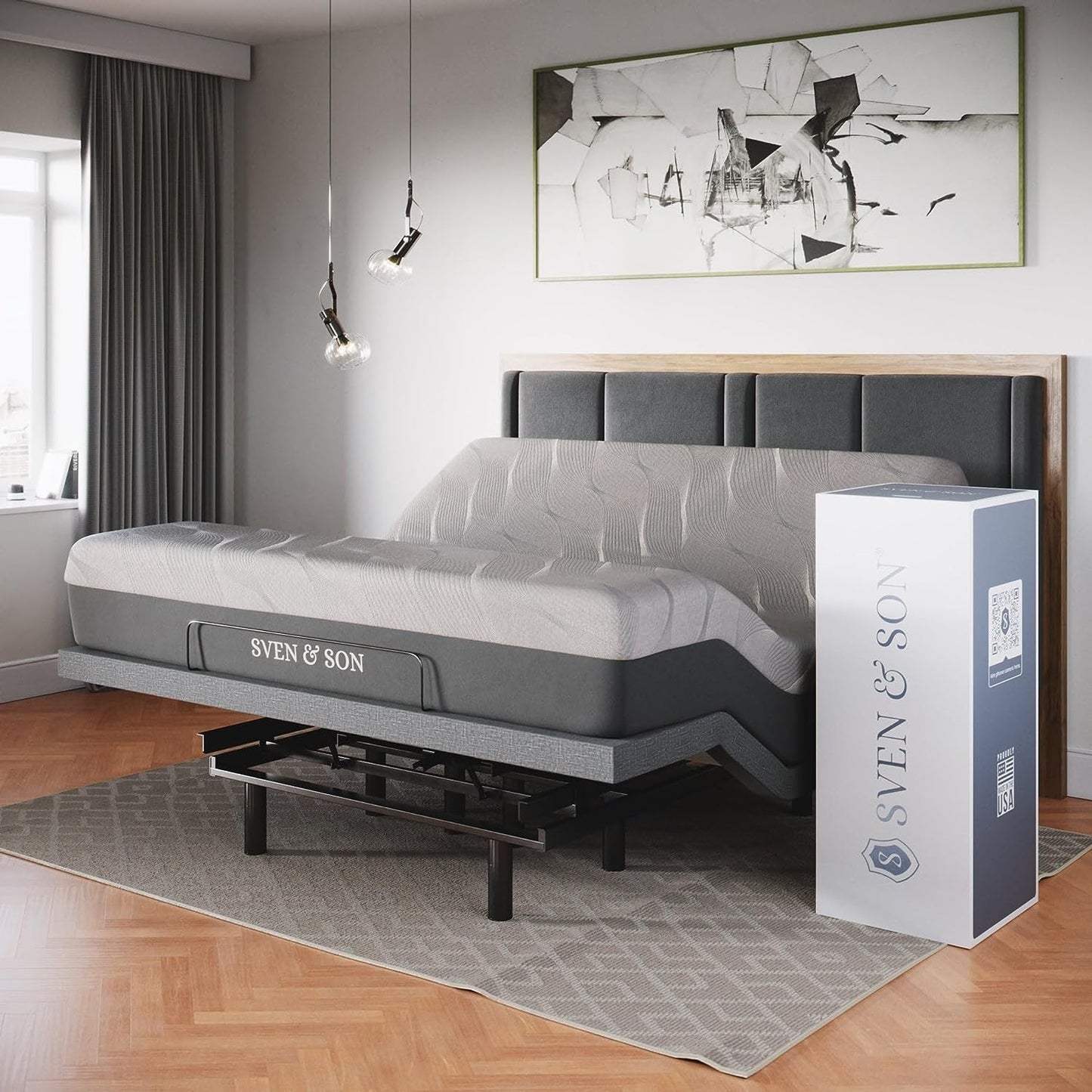 Classic Adjustable Bed Base, Head and Foot Lift, Massage, Under-Bed Lights, USB, Gel Memory, Zero Gravity Smart Frame - King + 14 Inch Hybrid Spring Matt (Medium Soft)