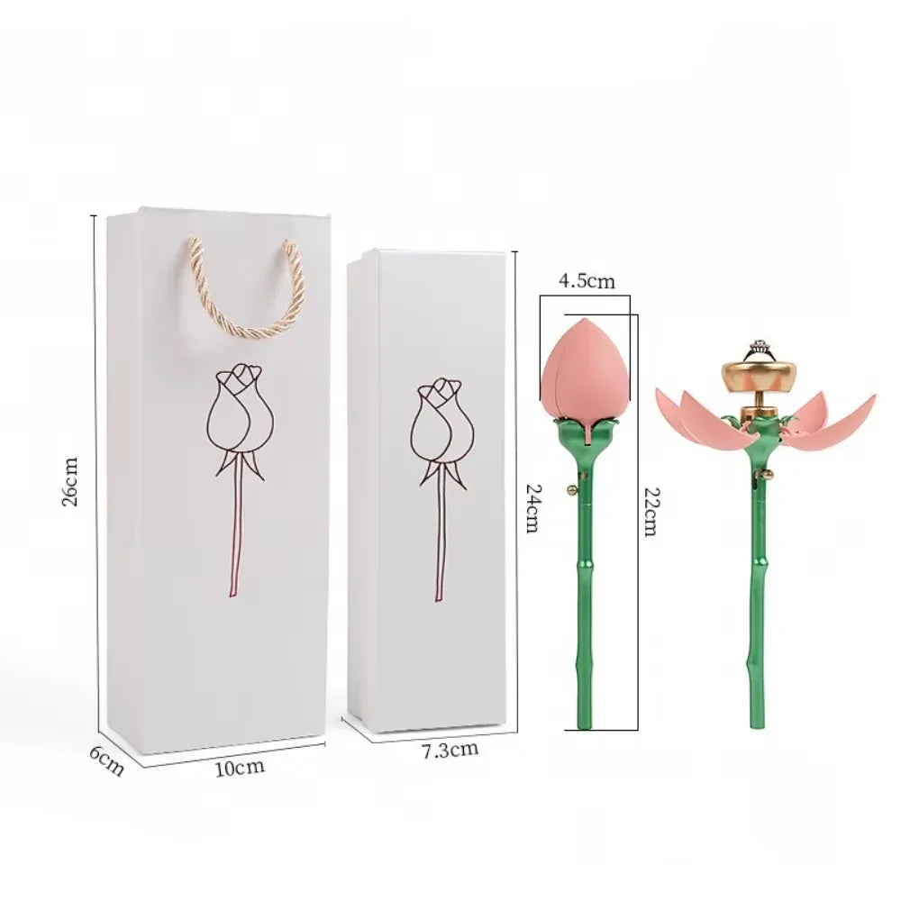 Elegant Rose-Shaped Jewelry Ring Box - Perfect for Proposals and Special Gifts