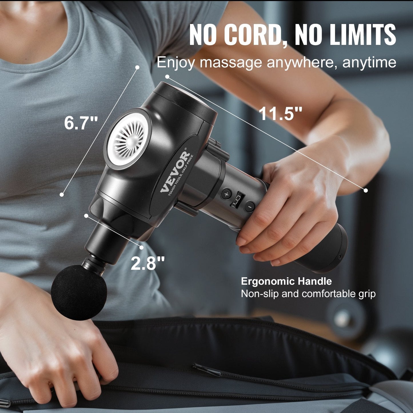 VEVOR Deep Tissue Massage Gun – 9 Speeds, 6 Heads, Rechargeable 24V for Pain Relief & Recoveryhealth