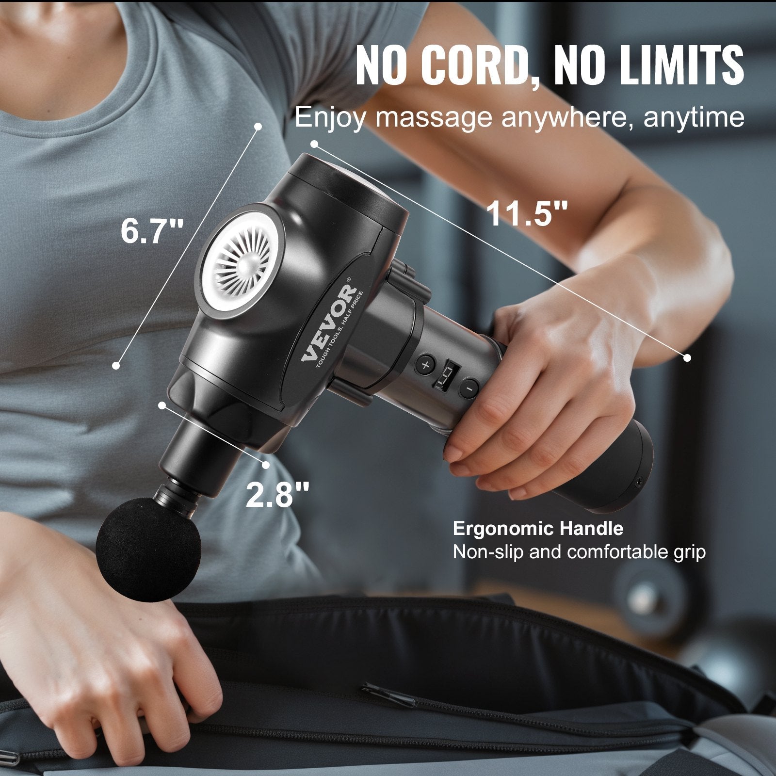 VEVOR Deep Tissue Massage Gun – 9 Speeds, 6 Heads, Rechargeable 24V for Pain Relief & Recoveryhealth