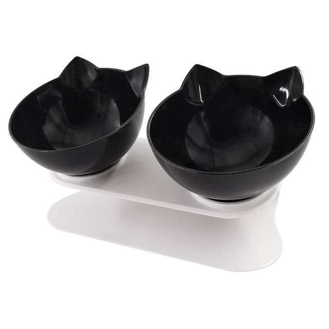 Pet Double Cat Bowl With Raised Stand.