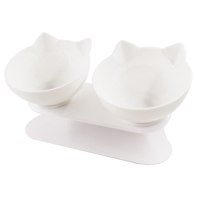 Pet Double Cat Bowl With Raised Stand.