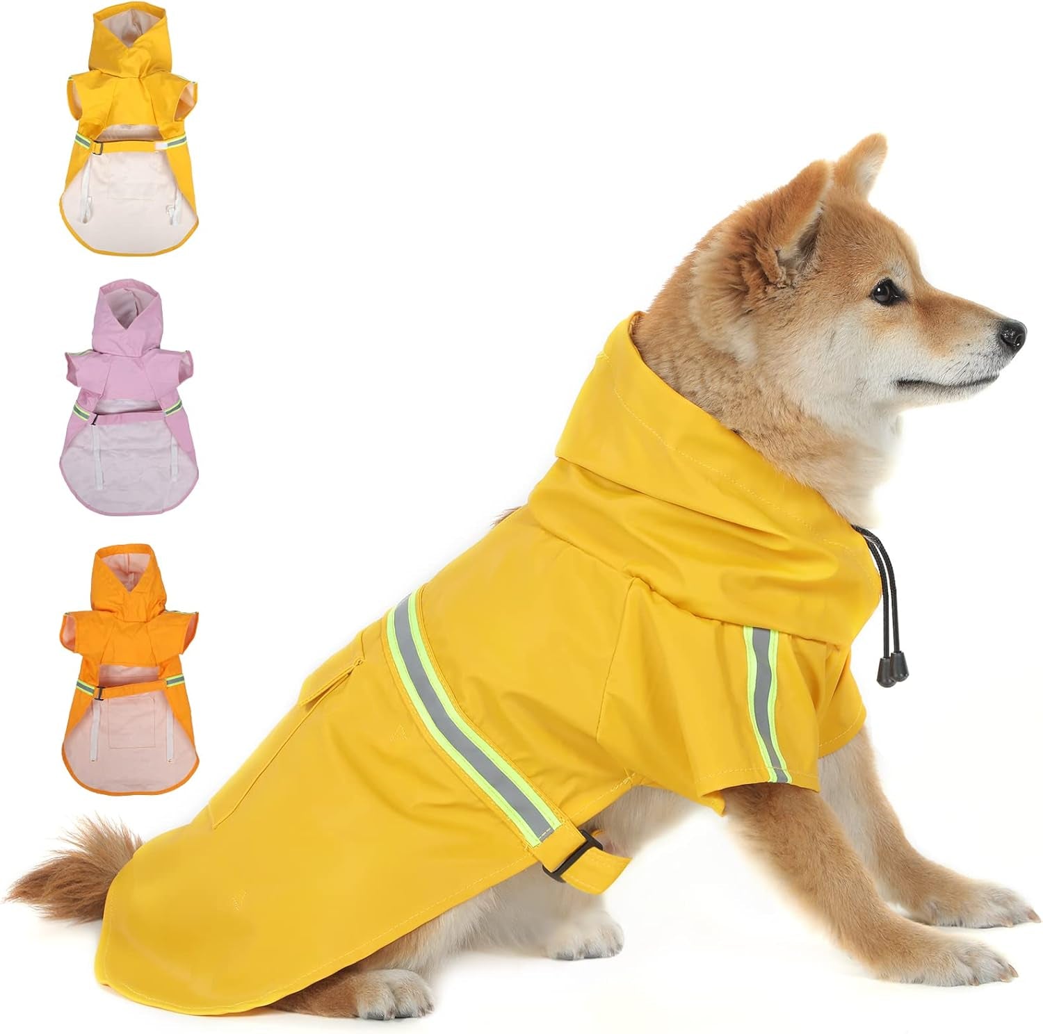 Stylish and Functional Dog Raincoat - Waterproof & Reflective, Perfect for Large Breeds in Vibrant Yellow