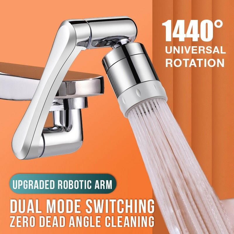 Stainless steel Universal 1080 °Swivel Robotic Arm Swivel Extension Faucet Aerator Kitchen Sink Faucet Extender 2Water Flow Mode.
