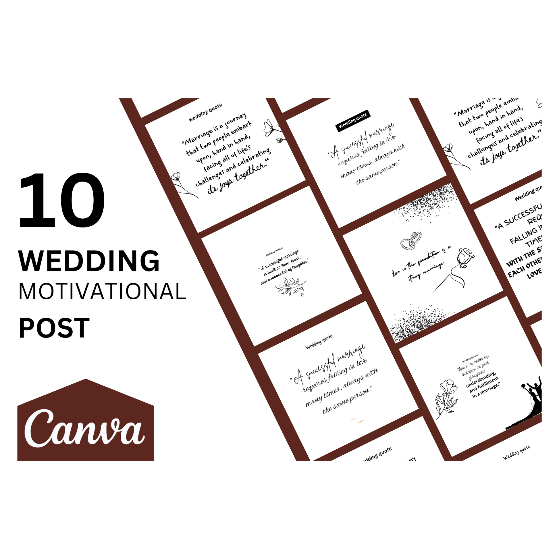 10 Wedding Quote Motivational Quote Set Instagram Templates