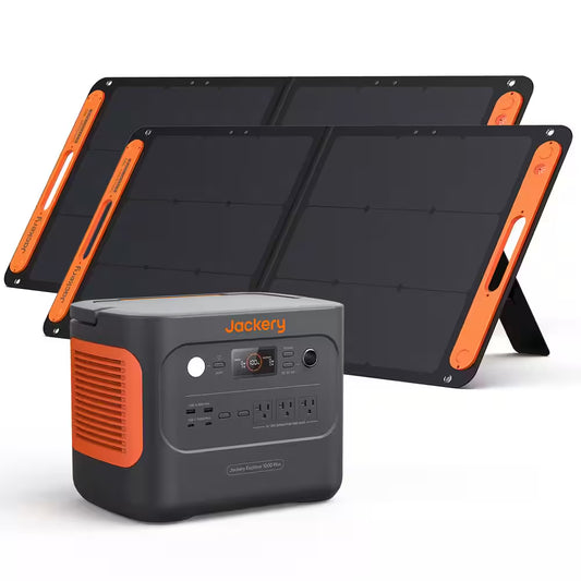 Expandable 2000W Solar Generator – 4000W Peak, LiFePO4 Battery, Dual 100W Panels, Push-Start