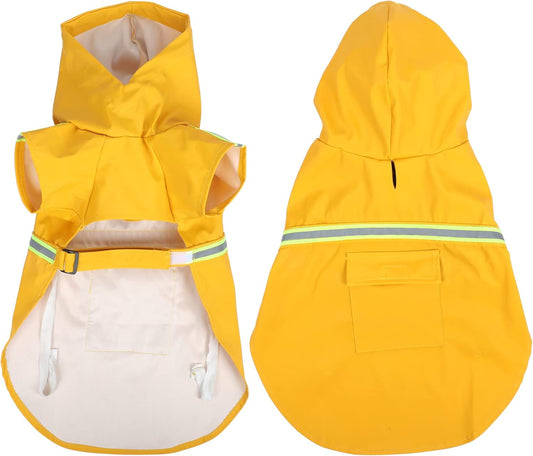 Stylish and Functional Dog Raincoat - Waterproof & Reflective, Perfect for Large Breeds in Vibrant Yellow