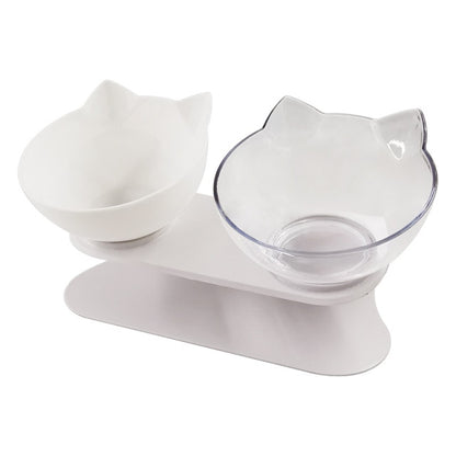 Pet Double Cat Bowl With Raised Stand.