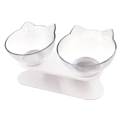Pet Double Cat Bowl With Raised Stand.
