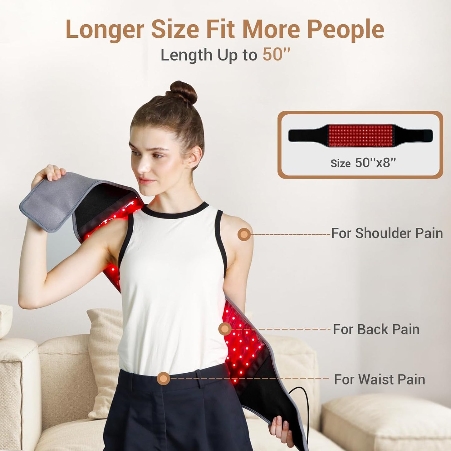Infrared Red Light Therapy Belt for Pain Relief – 126 LEDs, 660nm & 850nm, FSA/HSA Eligible