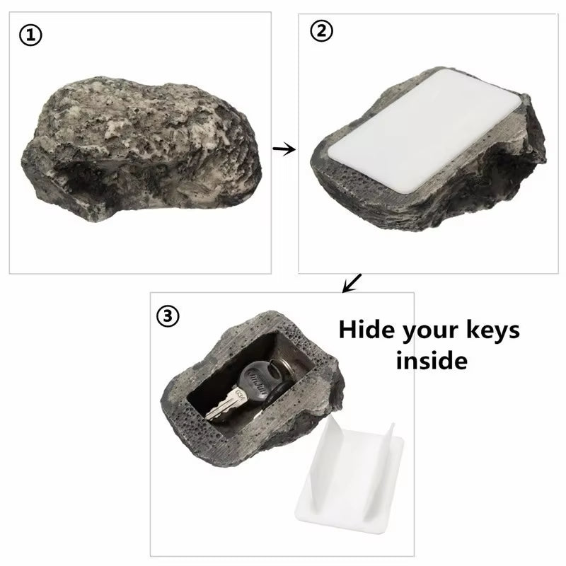 Discreet Stone-Shaped Hidden Key Storage Box for Outdoor Security - Perfect for Courtyards and Gardens