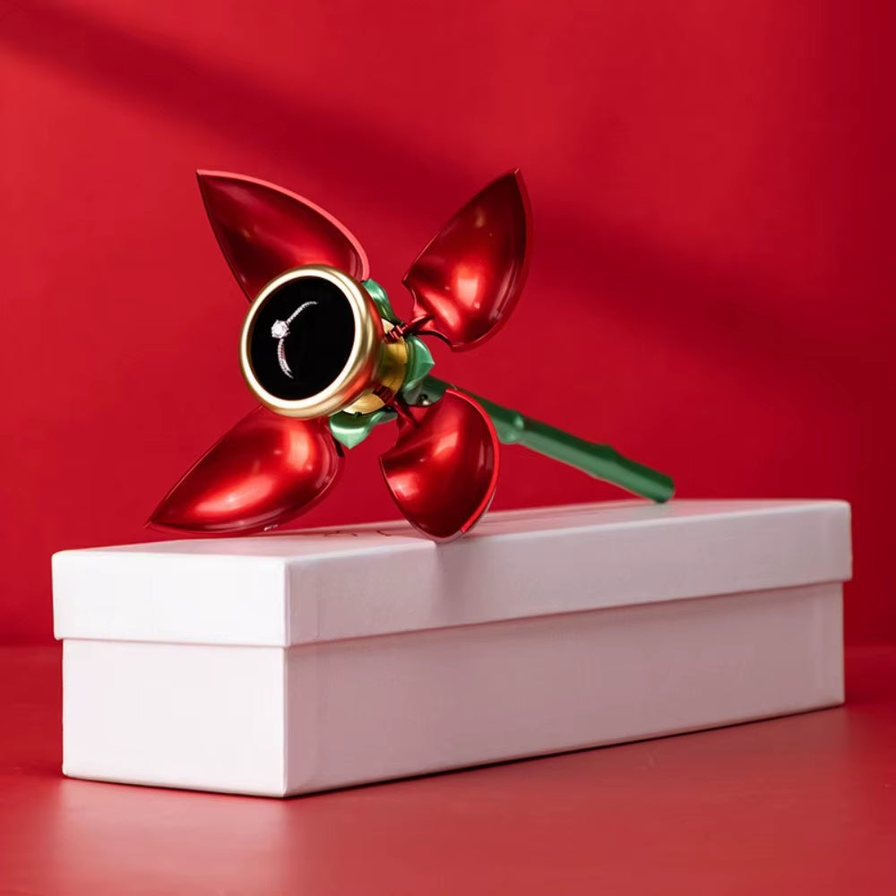 Elegant Rose-Shaped Jewelry Ring Box - Perfect for Proposals and Special Gifts