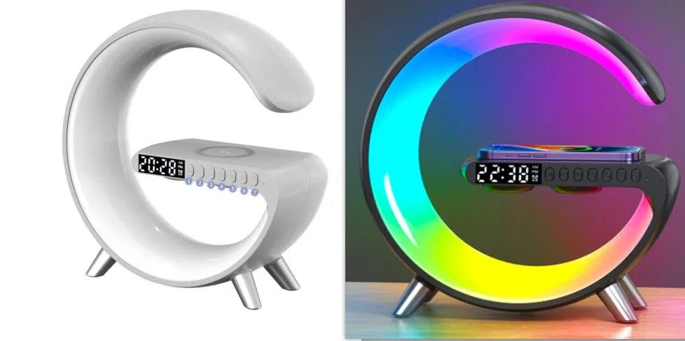 G-Shaped LED Atmosphere Lamp | Bluetooth Speaker & 15W Wireless Charger