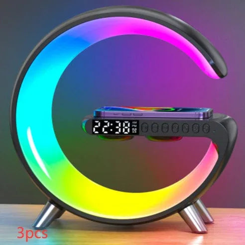 G-Shaped LED Atmosphere Lamp | Bluetooth Speaker & 15W Wireless Charger