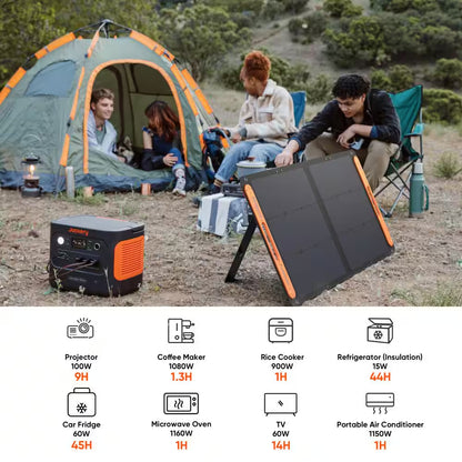 Expandable 2000W Solar Generator – 4000W Peak, LiFePO4 Battery, Dual 100W Panels, Push-Start