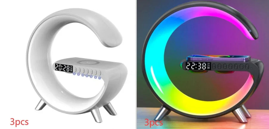 G-Shaped LED Atmosphere Lamp | Bluetooth Speaker & 15W Wireless Charger