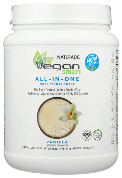 Vegansmart Naturade Plant-Based Vegan Protein Powder | All-in-One Nutritional Shake | Gluten-Free, Non-GMO | Vanilla Flavor (15 Servings)