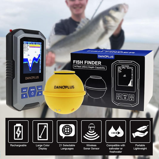 Wireless HD Fish Finder – Castable Sonar, 147ft Depth, Rechargeable & Portable