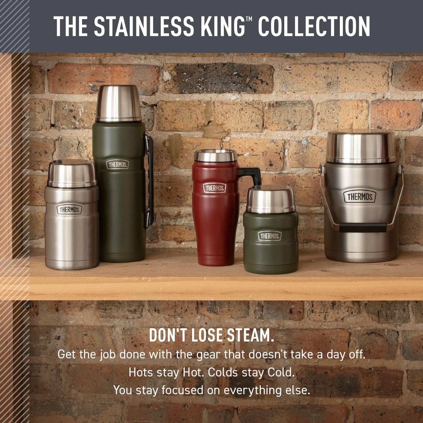 Stainless King Vacuum-Insulated Food Jar with Spoon, 16 Ounce, Matte Stainless Steel